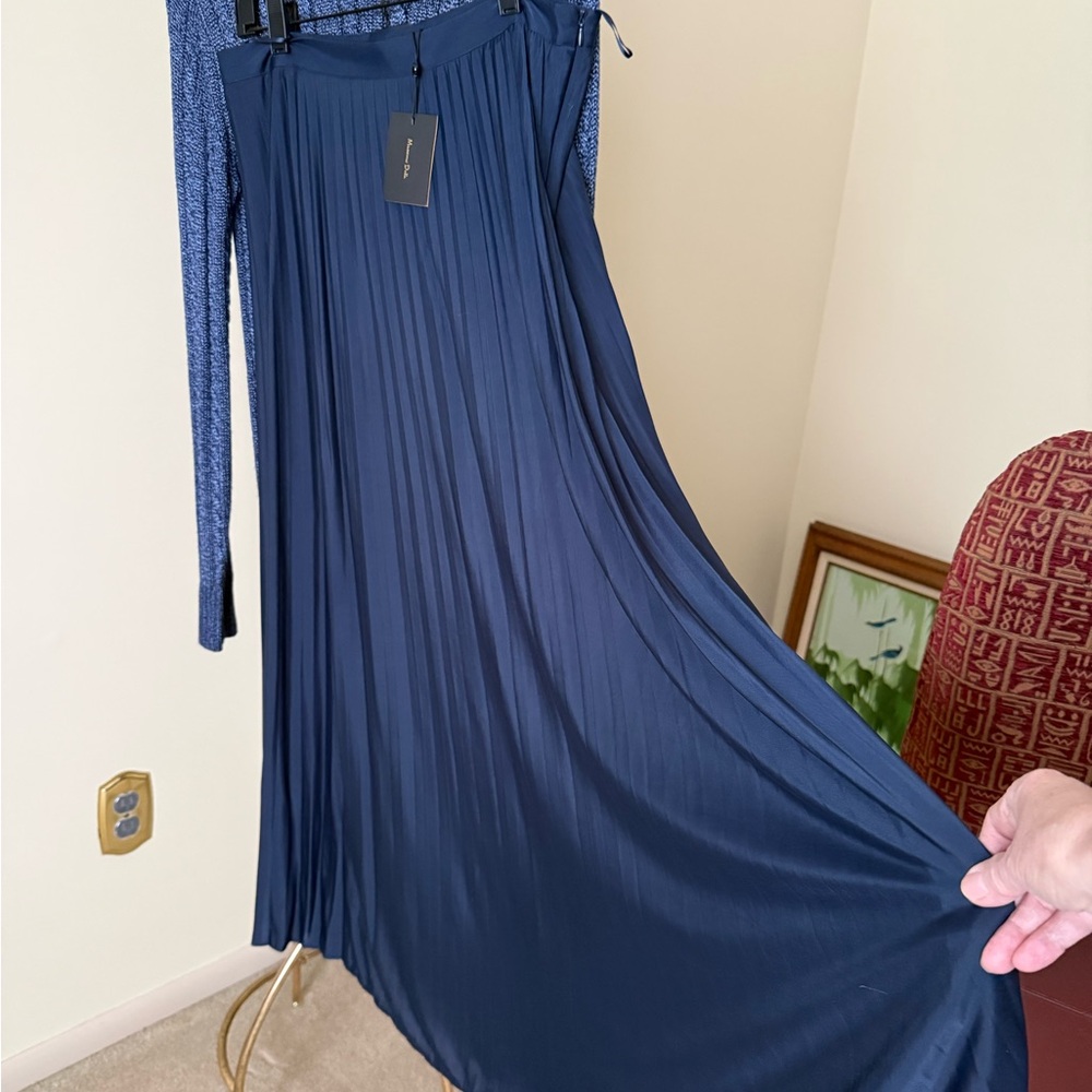 Massimo Dutti Deep Blue Maxi Skirt